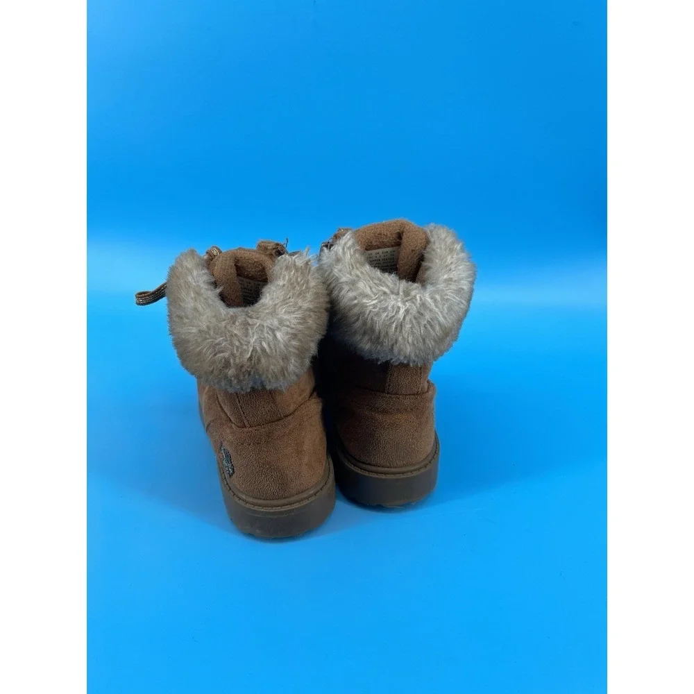 U.S. Polo Assn Girls Winter Boots Brown Faux Fur Lace Up Size 10C Toddler